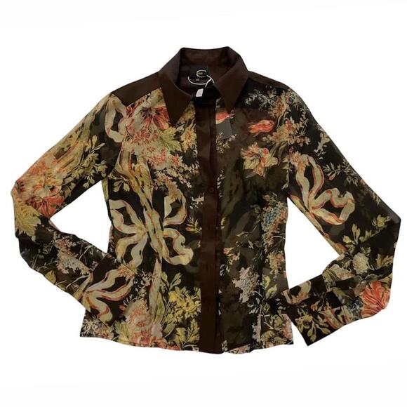 Roberto Cavalli Tops - Roberto cavalli silkmesh button up